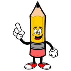 Pencil Pointing - A cartoon illustration of a Pencil Mascot. - Вектор, зображення